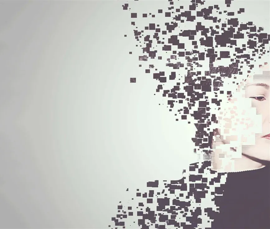 pixelated image of a woman