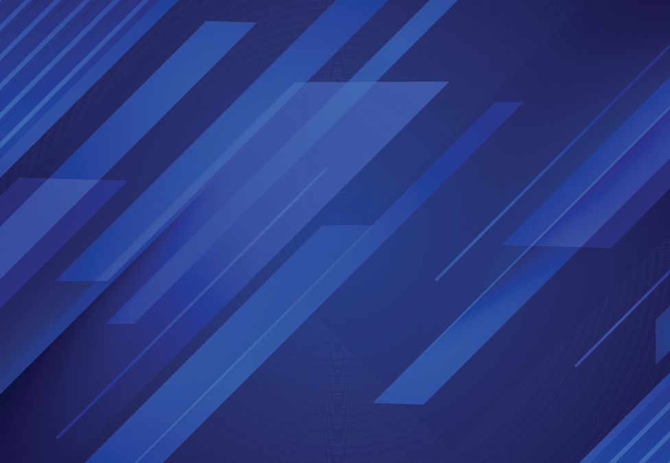 An abstract dark blue graphic with various diagonal thick lighter blue stripes that overlap.